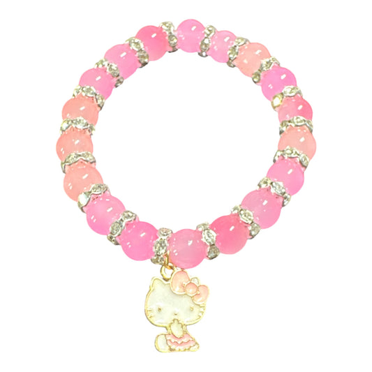 Hello Kitty Glass Bead 8mm with Crystal 6.5in