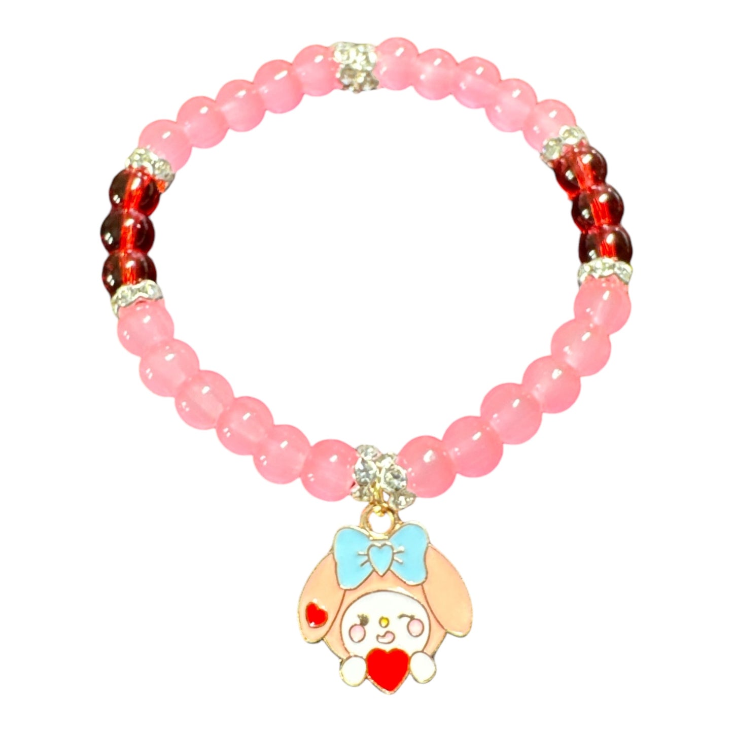 My Melody Glass Bead 6mm with Crystals 6.5in