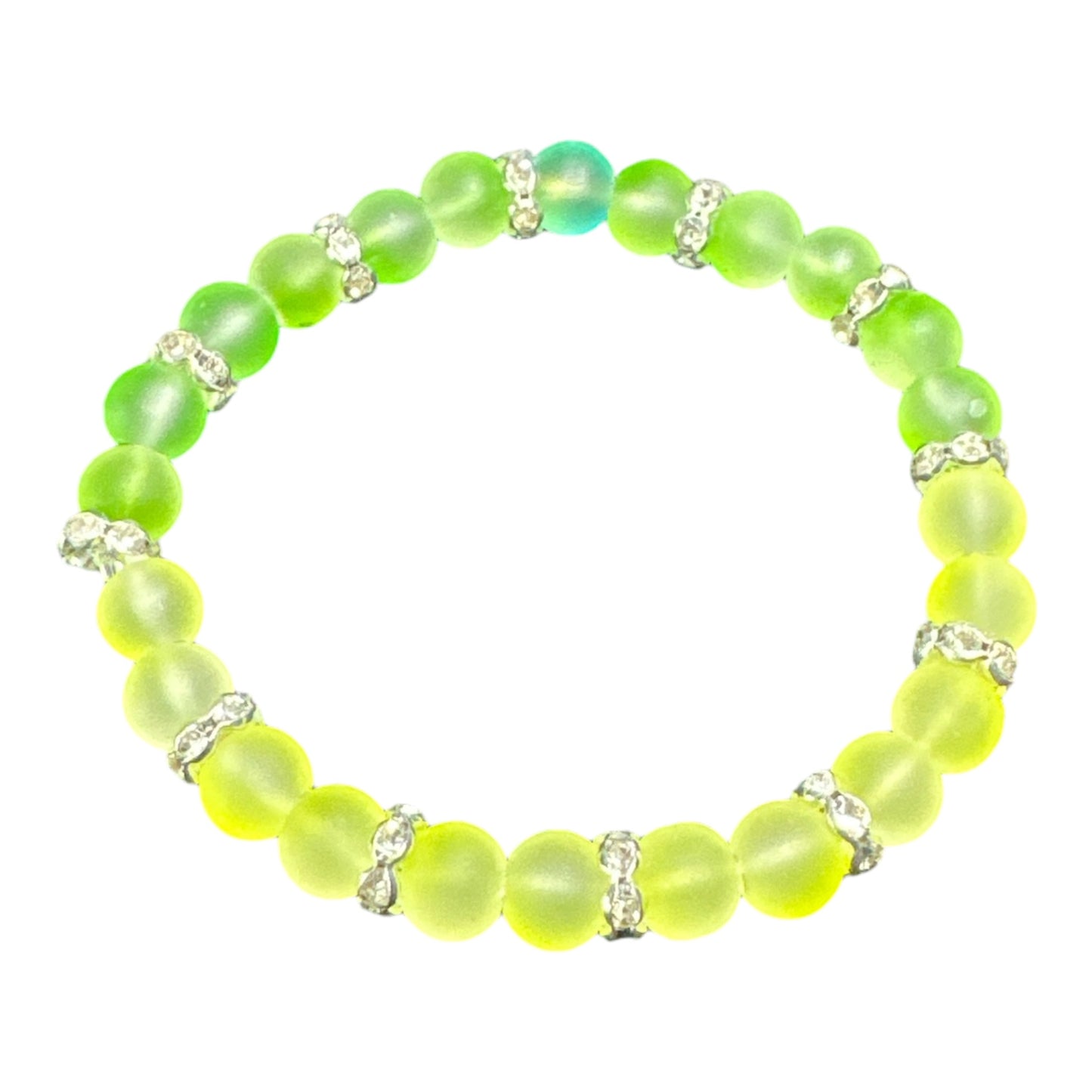 Glow in the Dark Glass Bead 8mm and 8in with Crystal