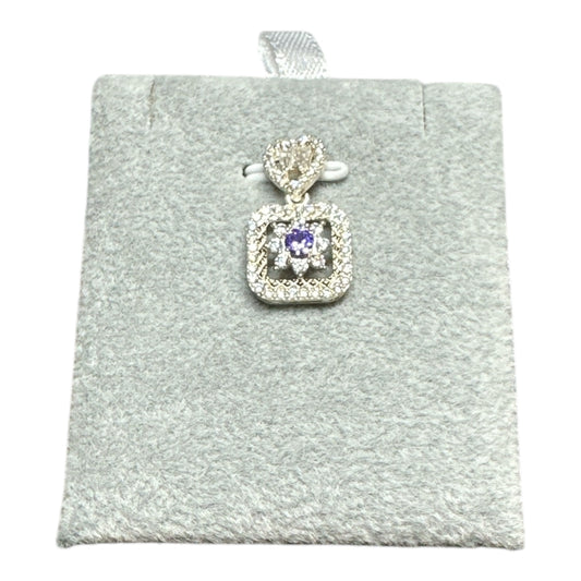 Silver Pendant Purple Square Heart