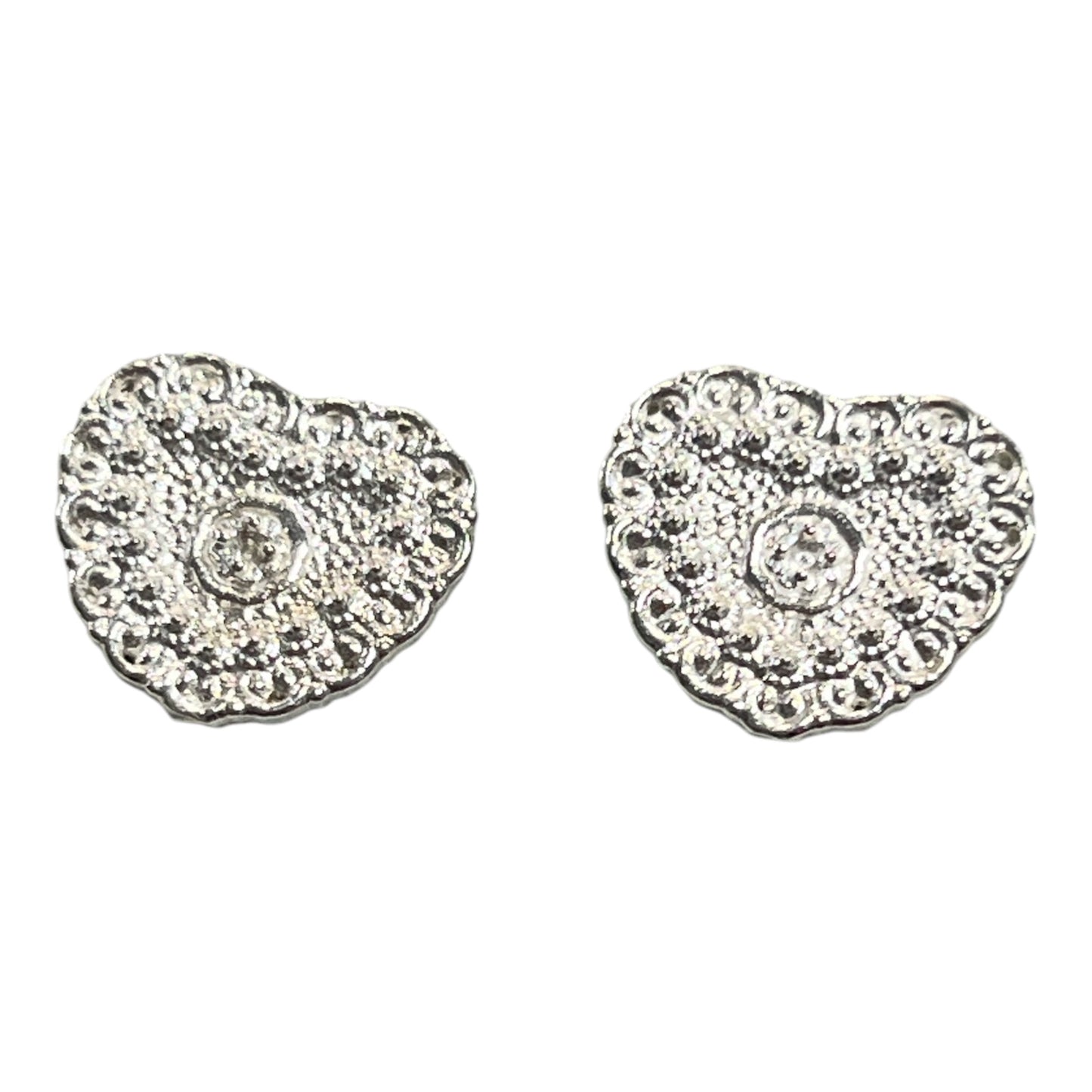 Silver Earrings Heart Studs