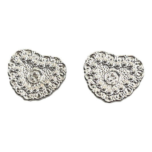 Silver Earrings Heart Studs