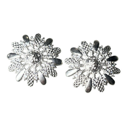 Silver Earrings Flower Studs