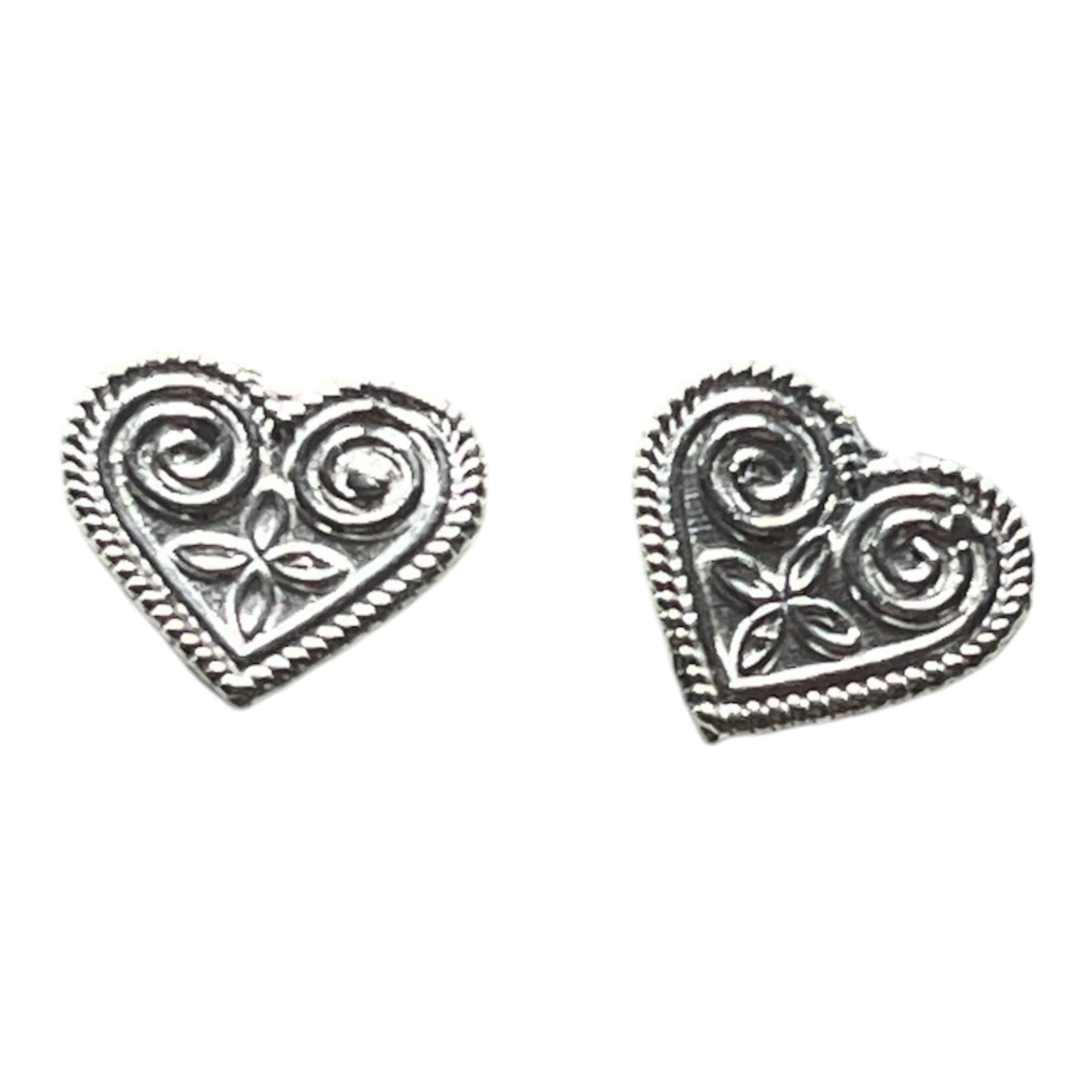 Silver Earrings Heart Studs