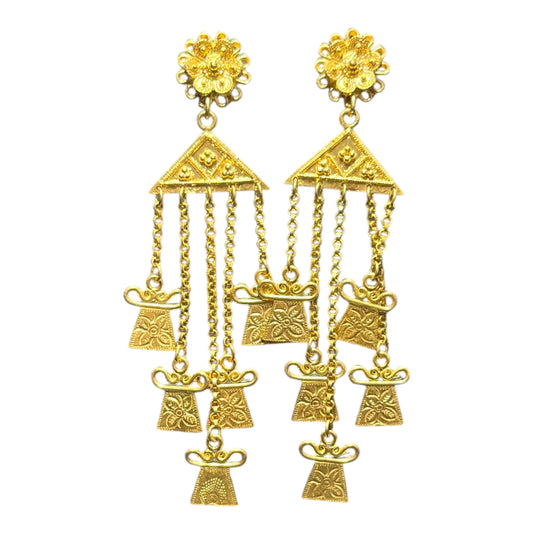 Silver Earrings 24K Gold Plated Dangling Pya Studs