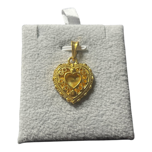 Silver Pendant 24K Gold Plated Hearts