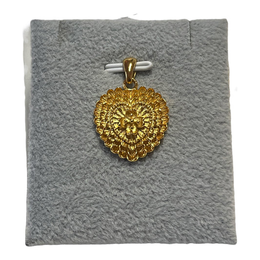 Silver Pendant 24K Gold Flower Heart