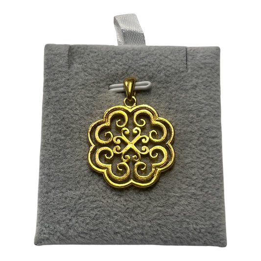 Silver Pendant 24K Gold Elephant Print