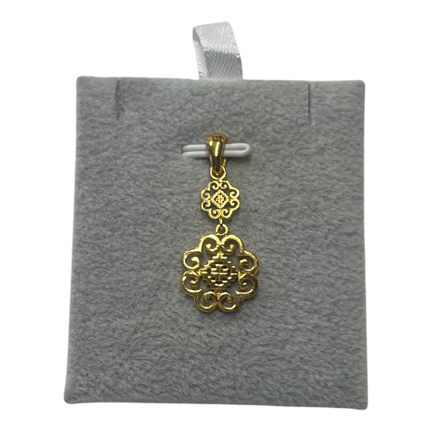 Silver Pendant 24K Gold Dangling Elephant Print