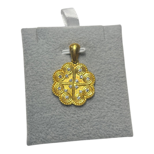 Silver Pendant 24K Gold Elephant Print